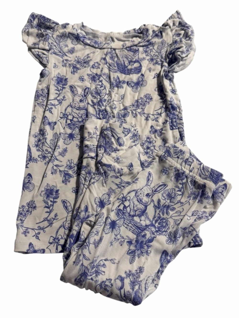 Bums & Roses Pajamas Spring Bunny Size 2T ruffle cap sleeves